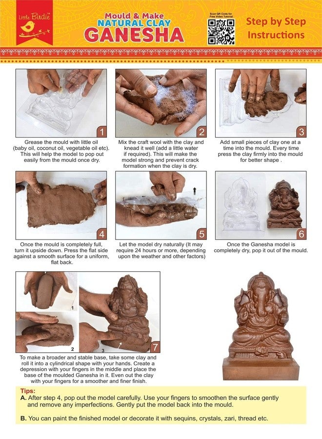 itsy-bitsy Itsy Bitsy- Natural Clay Ganesha Idol | DIY Eco-Friendly Mould and Make Kit | DIY Ganpati Murti Making Kit for Craft, Decoration | Gift for Kids & Adults - Image 5
